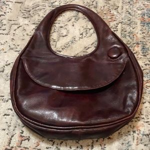 Early 60s Rare Greta Bag Moon Bag Disc Tote Burgundy Leather Bag Made in Italy
